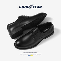 固特异（Goodyear）皮鞋男夏季2023新款真皮透气软底商务正装鞋黑色英伦结婚西装鞋男 黑色 40