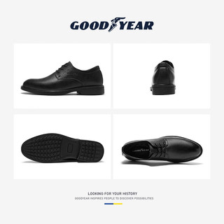 固特异（Goodyear）皮鞋男夏季2023新款真皮透气软底商务正装鞋黑色英伦结婚西装鞋男 黑色 40