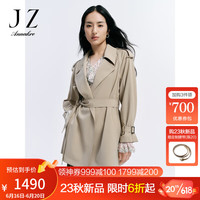 玖姿·安娜蔻洋气卡其休闲简约风羊毛中长款风衣外套女2023秋季新款 卡其 XL