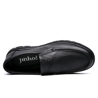 金猴（JINHOU）牛皮镂空透气皮鞋 男士商务休闲套脚凉鞋 SQ30049A 黑色 44码