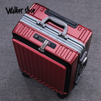 Walker Shop前开口旅行箱多功能登机箱拉杆箱铝框行李箱密码箱 红色 20寸