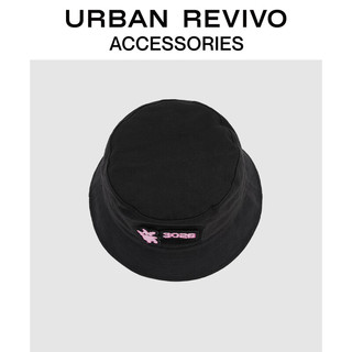 URBAN REVIVO2023夏季新款女趣味魔术贴撞色图案渔夫帽UAWA32286 黑色 F