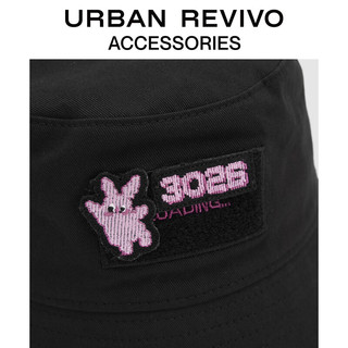 URBAN REVIVO2023夏季新款女趣味魔术贴撞色图案渔夫帽UAWA32286 黑色 F