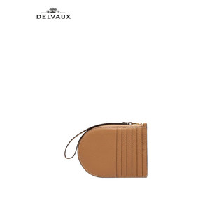 Delvaux春夏新品包包奢侈品女包女士D字母手拿包零钱包便携包 Pin系列 焦糖外缝线
