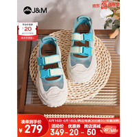 J&M 快乐玛丽 休闲运动鞋女2023新款夏季搭扣平底露营风百搭透气懒人网面女鞋 绿色 40