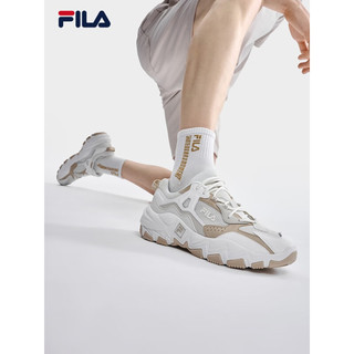 斐乐（FILA）FILA 斐乐官方RAVAGEMENT 2男鞋复古运动鞋2023夏新款轻便跑步鞋 多雾灰/明亮白-VB 40.5