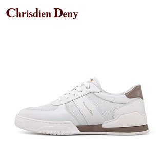 克雷斯丹尼（Chrisdien Deny）男士时尚拼接网格透气舒适运动休闲鞋 白色GLG4702N5A 43