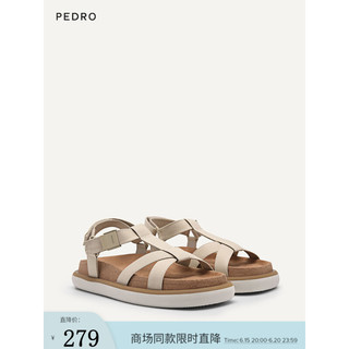 Pedro凉鞋23夏季新款女鞋交叉绊带设计休闲凉鞋PW1-65110066 米色 36