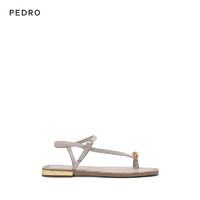 Pedro凉鞋23夏季新款女鞋时尚金属装饰夹趾凉鞋PW1-66680035 灰褐色 39