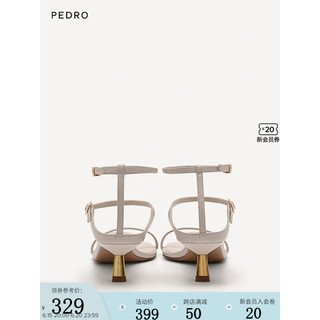 Pedro凉鞋23夏季新款女鞋时尚腕带方头露趾凉鞋PW1-26760045 灰褐色 38