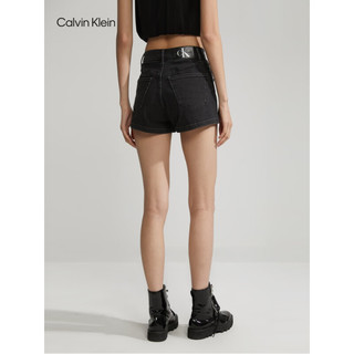 Calvin Klein Jeans23春夏新款女士时尚斜腰带简约水洗微弹牛仔短裤J221180 1BY-牛仔黑 27