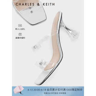 CHARLES&KEITH23夏季新品CK1-60920343蝴蝶结饰外穿时装凉拖女 Silver银色 37