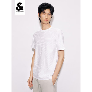 杰克·琼斯（JACK&JONES）夏季新款男士商务休闲简约百搭立体字母刺绣条纹T恤223201143 白 170/92A/S