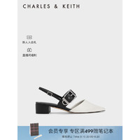 CHARLES&KEITH23夏季新品CK1-60920338时尚宽绊带粗跟凉鞋女 White白色 39