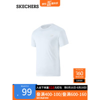 斯凯奇（Skechers）男子针织运动短袖吸湿健身T恤衫P223M125 亮白色/0019 S