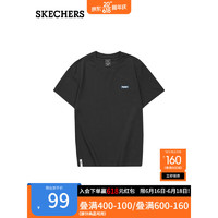 斯凯奇（Skechers）男子针织短袖速干舒适百搭圆领T恤L123M034 碳黑/0018 XXL