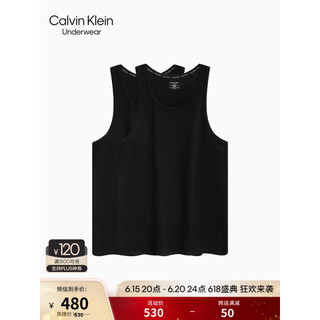 Calvin Klein 内衣23春季新款男士两件装休闲简约舒适内搭家居背心NB1099 001-太空黑 S