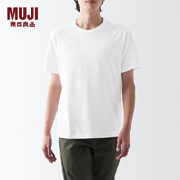 MUJI 無印良品 无印良品（MUJI）男式 天竺编织 圆领短袖T恤 ABA99A3S 白色