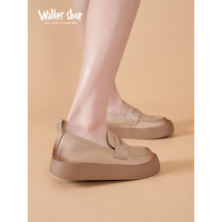 Walker Shop奥卡索休闲女鞋春夏时尚百搭厚底板鞋轻便透气D131052 米色 36