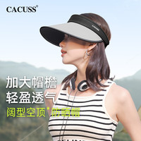 CACUSS 遮阳帽子女士遮阳空顶帽防紫外线大檐运动凉帽太阳帽KD230020黑灰
