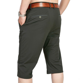 吉普（JEEP）短裤男直筒宽松弹力五分裤简约休闲夏季薄款中裤MZJ6008 绿色 30