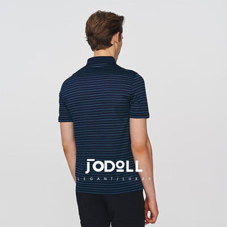 乔顿（JODOLL）男士桑蚕丝短袖T恤夏高端商务休闲条纹抗皱POLO 藏蓝色 44