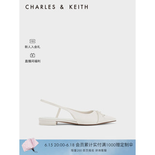 CHARLES&KEITH23夏季新品CK1-70900455简约尖头蝴蝶结凉鞋女鞋 White白色 37