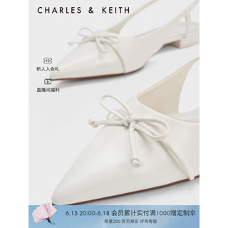 CHARLES&KEITH23夏季新品CK1-70900455简约尖头蝴蝶结凉鞋女鞋 White白色 37