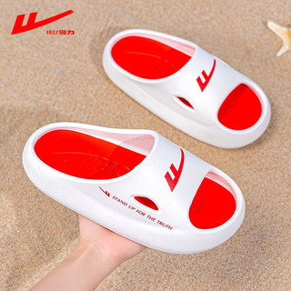 回力拖鞋女2023夏季情侣外穿防滑运动拖鞋时尚休闲超轻凉拖沙滩鞋 白红 240（适合36-37）