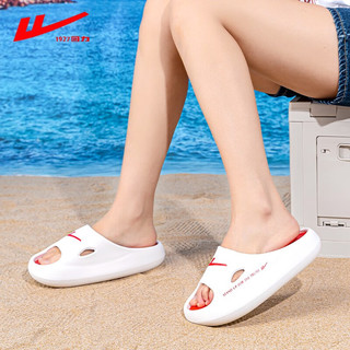 回力拖鞋女2023夏季情侣外穿防滑运动拖鞋时尚休闲超轻凉拖沙滩鞋 白红 240（适合36-37）