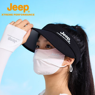 Jeep（吉普）夏季新品户外UPF50+防晒帽女运动跑步空顶帽遮阳高尔夫球帽 黑色54-60CM