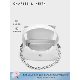 CHARLES & KEITH CHARLES&KEITHCK2-50271084时尚拼色链条手提单肩包女包 White白色 S