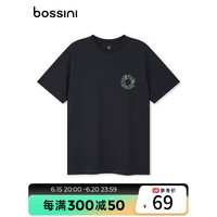堡狮龙（bossini）bossini男款夏季新品休闲基础时尚印花圆领短袖T恤 5000黑色 S