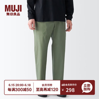 无印良品（MUJI）男式 棉混 轻便裤 裤子 长裤 休闲裤 AER00A3S 卡其绿 XL（180/92A）