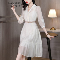 法玛莎品牌碎花连衣裙2023夏季新款新中式清新淡雅气质显瘦女装 白色M
