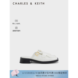 CHARLES&KEITH23夏季新品CK1-70381001时尚流苏乐福穆勒凉鞋女 White白色 37