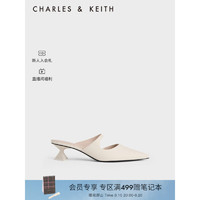 CHARLES&KEITH23夏季新品CK1-61720118时尚尖头粗跟穆勒鞋女 粉白色Chalk 37