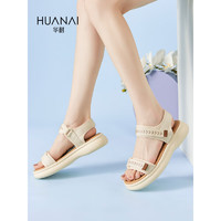 华耐（huanai）凉鞋2023年女夏运动凉鞋百搭沙滩凉鞋 95222052 米色 40