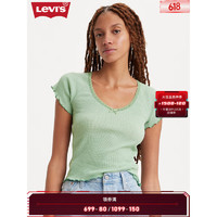 Levi's李维斯23夏季新品女士修身时尚休闲街头风短袖T恤 绿色 XS