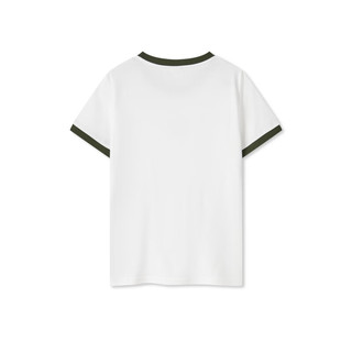 堡狮龙（bossini）bossini女款夏季新品简约基础款美式休闲宽松印花短袖T恤 0005白色 L