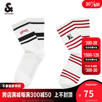 杰克·琼斯（JACK&JONES）杰克琼斯哈佛大学联名个性帅气百搭时尚设计运动长筒袜22321Q001 白色A06 24-26/M