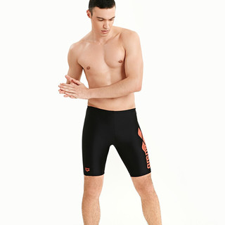 阿瑞娜（arena）男士泳裤舒适抗氯专业训练泳装五分及膝不贴身健身游泳裤 黑色/红色 XL(180/100)