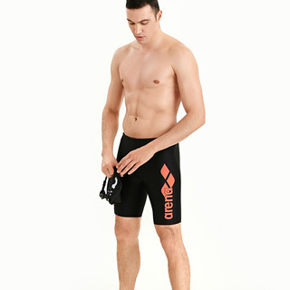 阿瑞娜（arena）男士泳裤舒适抗氯专业训练泳装五分及膝不贴身健身游泳裤 黑色/红色 XL(180/100)