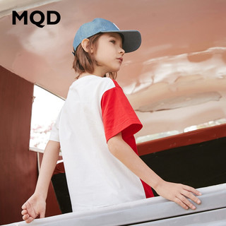 MQD 马骑顿 儿童纯棉短袖T恤 中国红