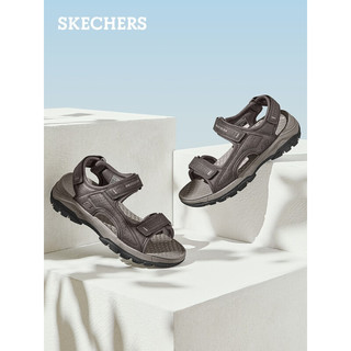 斯凯奇（Skechers）凉鞋男2023夏季运动休闲软底外穿沙滩鞋潮流拖鞋204105父亲节礼物 巧克力色/CHOC 45.5