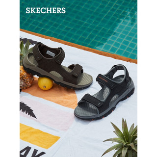 斯凯奇（Skechers）凉鞋男2023夏季运动休闲软底外穿沙滩鞋潮流拖鞋204105父亲节礼物 巧克力色/CHOC 40