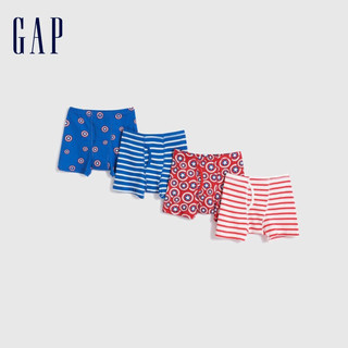 Gap男童夏季2023新款平角裤四条装596677儿童装内裤 红蓝组合 130cm(M)