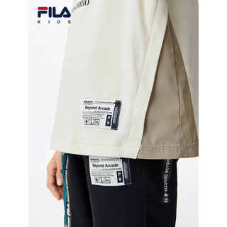 FILA x MIHARA斐乐童装儿童短袖T恤2023夏季新款男童联名潮流上衣 晨露灰-GY 150