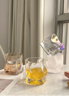 btifins异形扭扭水杯透明口杯玻璃杯复古牛奶杯咖啡杯拿铁杯 透明1只装 250ml
