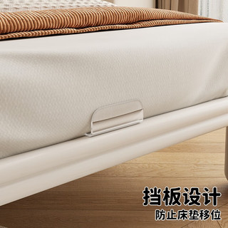 栖梓奶油风卧室单人床小床小户型带夜灯1.2米简约现代白色学生板式床 单人床+床垫